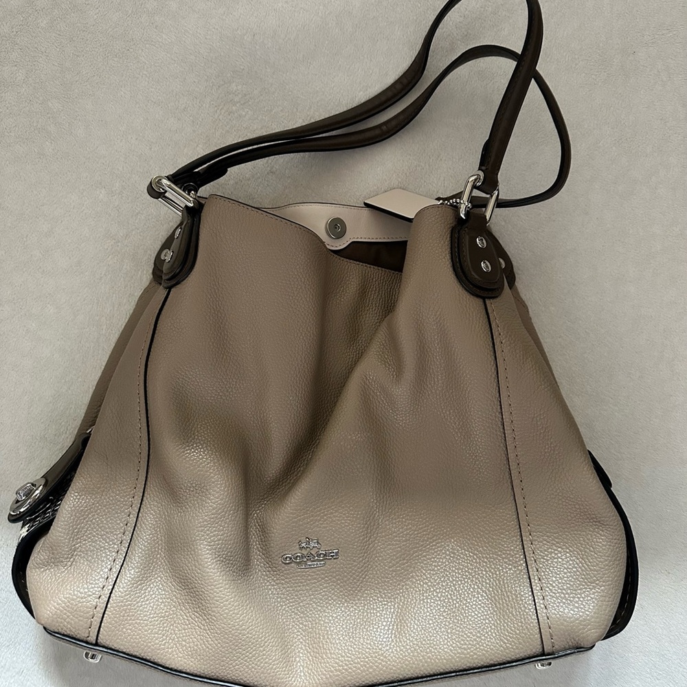 Coach Tan Leather Hobo Bag with Adjustable Strap